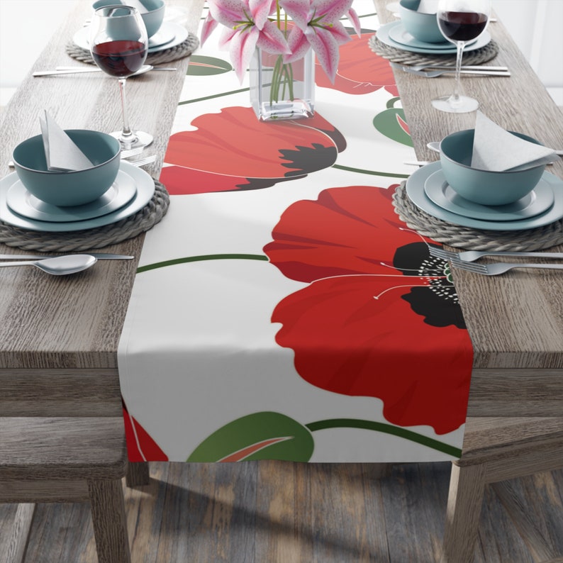 Table Runner 90 x 16 Red Poppies image 10