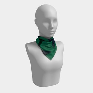 25 Inch Square Scarf Head Wrap or Tie Blue Green Delta Sky Silky Soft Chiffon Material image 2