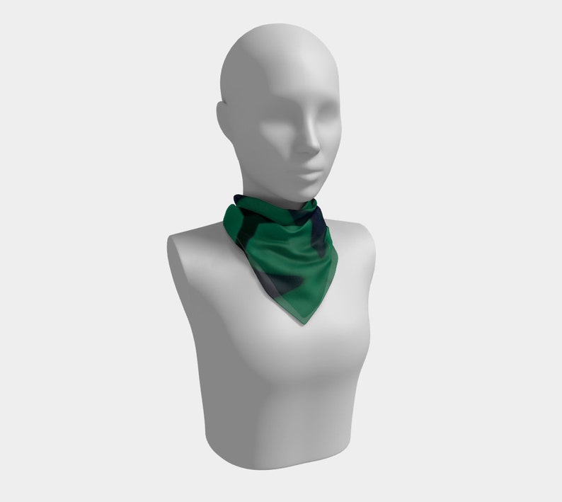 25 Inch Square Scarf Head Wrap or Tie Blue Green Delta Sky Silky Soft Chiffon Material image 2