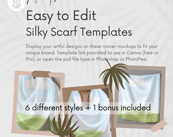 Modello di sciarpa quadrata: modello Canva per Printify POD (download digitale)