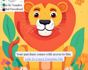 Lion Cub Paint-by-Number: DIY Art Digital Download