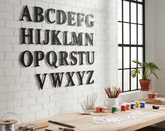 Uppercase Steel Cut Letters A Thru Z As Single Initials or Connected Word