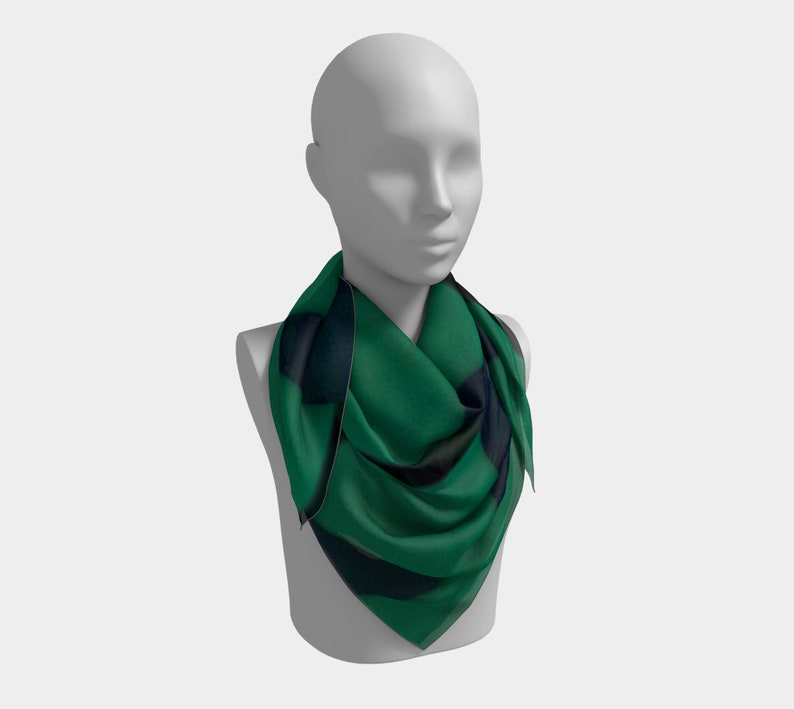 25 Inch Square Scarf Head Wrap or Tie Blue Green Delta Sky Silky Soft Chiffon Material image 4