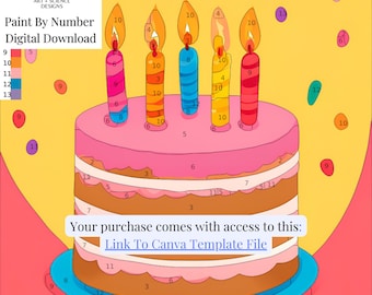 Torta di compleanno da dipingere con i numeri: colora con la tavoletta grafica fai-da-te su app come Procreate, oppure stampa su carta telata da PDF.