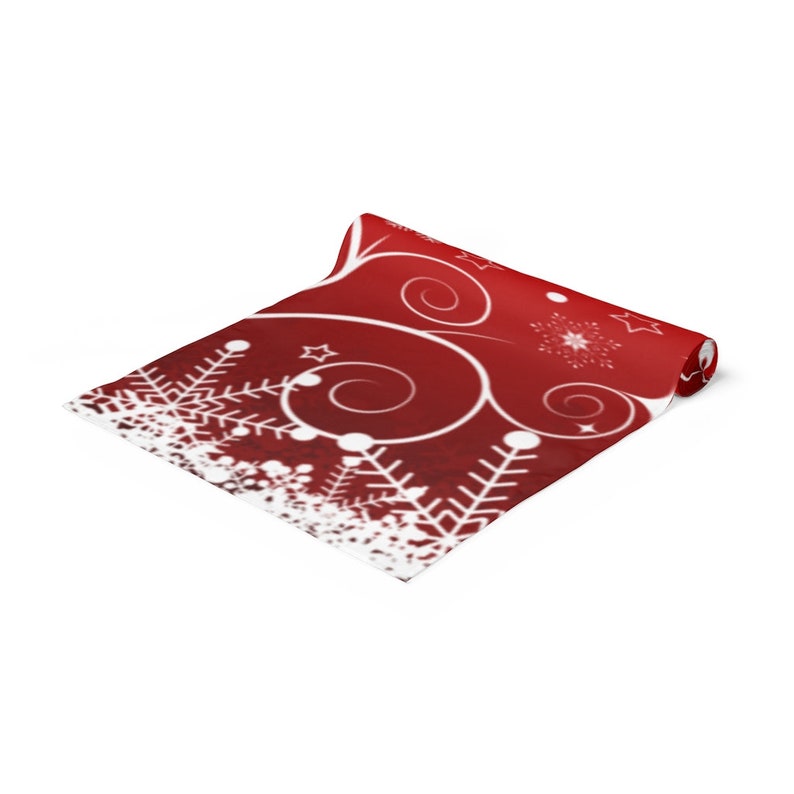 Modern Table Runner With Seasonal Theme Christmas Red White Accents Etsy