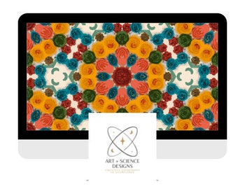 Seamless Pattern PNG Instant Download File | Sunny Flower Orange Grove | Sublimate Fabric, Use for Website design, Screensavers, Wallpapers.