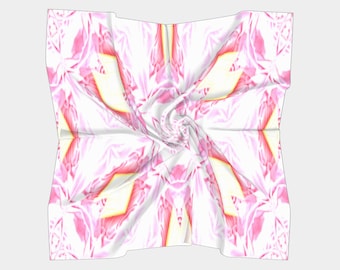 25 Inch Square Scarf Head Wrap or Tie | | Royal Pink Design | Silky Soft Chiffon Material