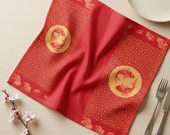 Lunar New Year Yin Yang, Cloth Dinner Napkin Set of 4 | Polyester