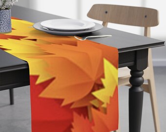 72  Inch Long Table Runner | Leaf Colors of Fall | Polyester