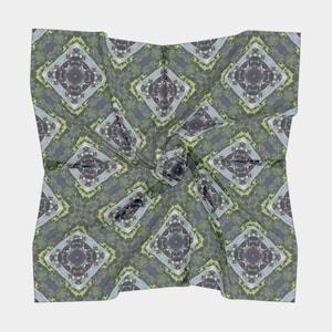 Green & Blue Chiffon Scarf: 25&quot; Silky Head Wrap