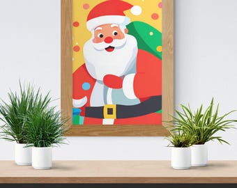 Disegno di Babbo Natale da dipingere con i numeri, stampabile e scaricabile - Arte natalizia fai da te