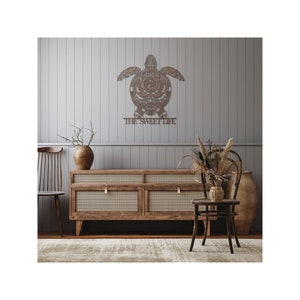 Metal Lake House Sign The Sweet Life Turtle Sizes 12 to 36 Colors Available In Black, Red, White, Copper & Silver image 1