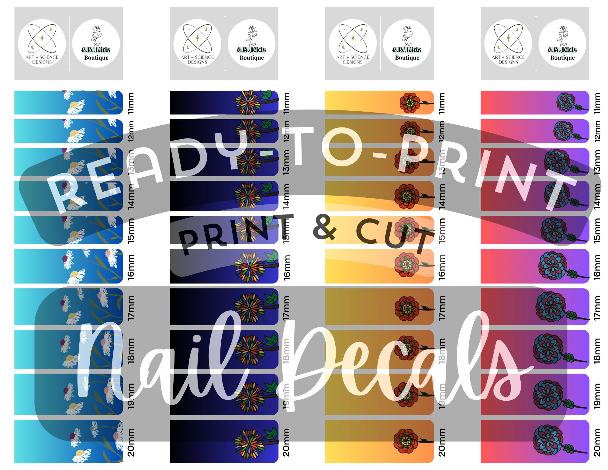 DIY Nail Art Waterslide Decal Designs - Ready to Print and Cut - Etsy