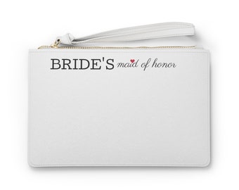 Wedding Party Bride's Maid Of Honor Clutch Bag | Saffiano Finish Vegan Leather