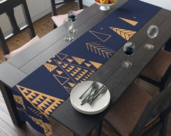 Runner da tavola natalizio blu: decorazioni natalizie geometriche