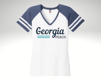 Ladies' Short Sleeve V-Neck T-Shirt | Georgia Peach