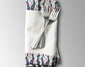 Stoffen servet | Vrolijke paashaas | Set van 4 polyester