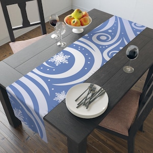 Table Runner, Blue Winter Snow  90&quot; or 72&quot; Long