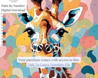 Custom Giraffe Paint-by-Number Kit: DIY Art, Kids & Adults (Digital Download)