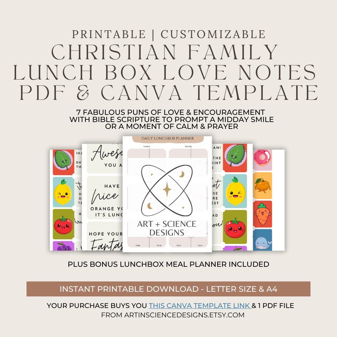 Bible Verse Lunchbox Notes for Kids: Scripture Cards + Bento Planner ...
