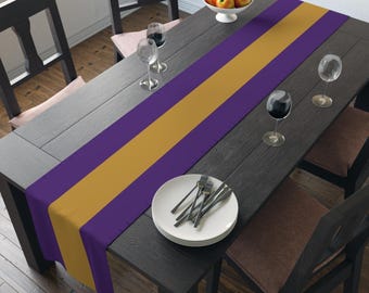 Runner da tavola viola e oro / Blocco di colori / Decorazioni per feste di benvenuto di HBCU, college e liceo / LSU Alcorn Miles