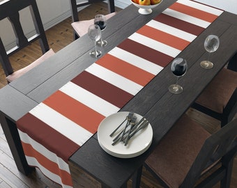 72 Inch Long Table Runner Polyester | Modern Thanksgiving Stripes | Cater Your Holiday Party To This One Of A Kind