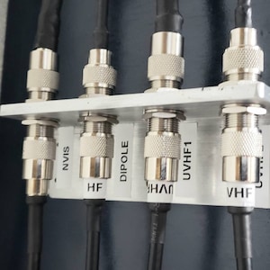 PL-259 4 port bulkhead wall mount. SO-239 patch panel Ham amateur radio coax cable panel