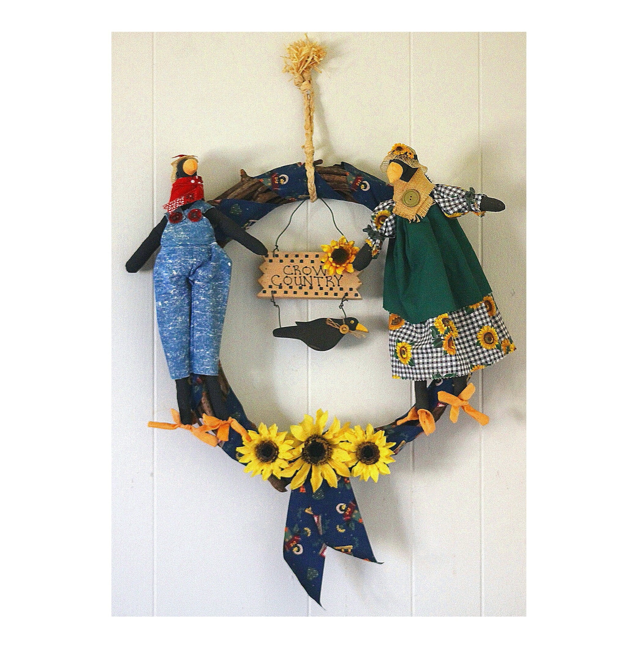 Crow Country 16-inch Diameter Grapevine Wreath-comical Fabric - Etsy