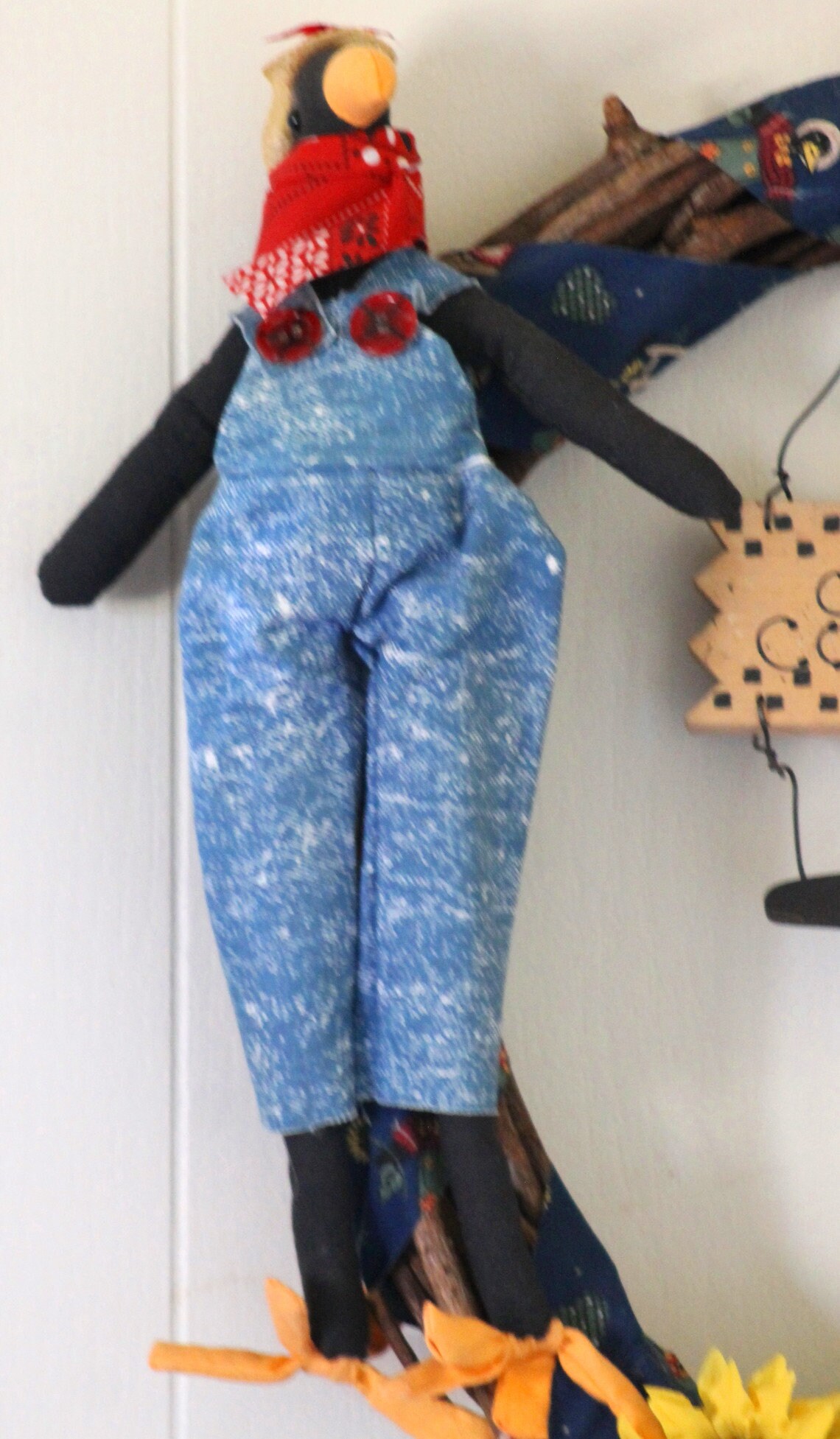 Crow Country 16-inch Diameter Grapevine Wreath-comical Fabric - Etsy