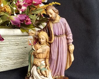 Holly Family Nativity Set Joseph Baby Jesus Mary Figurine - 7.25"H