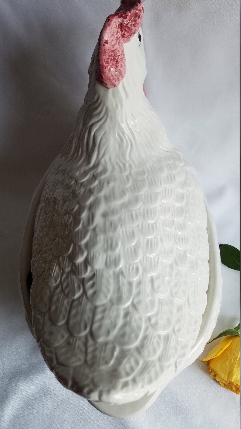 White Hen/Chicken Vintage SOUP TUREEN w/Soup Ladle/Made in Italy image 4