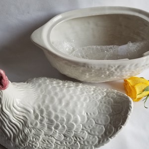 White Hen/Chicken Vintage SOUP TUREEN w/Soup Ladle/Made in Italy image 7