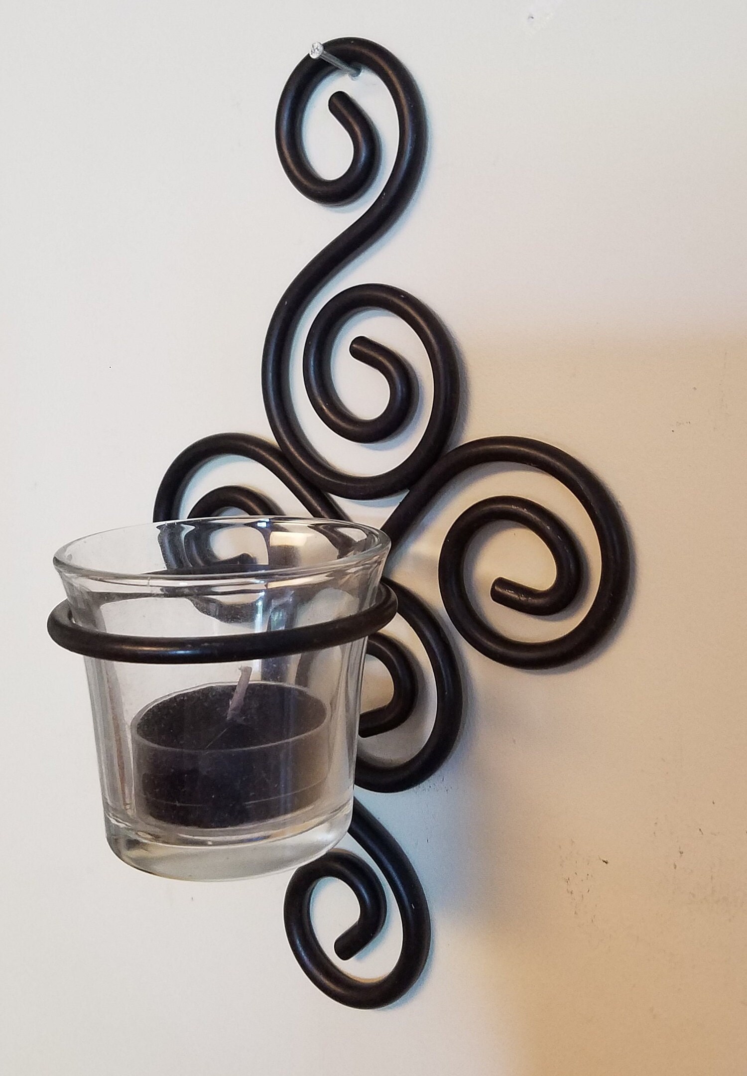 Metal Swirling Wall Hanging Votive Candle Holder Sconces Set Etsy