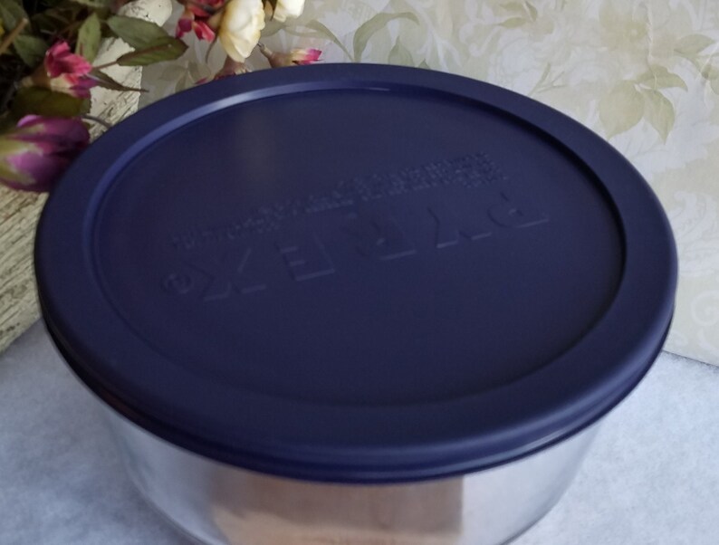 Pyrex Glass Round Bowl With Blue Plastic Cover/1.75l Etsy