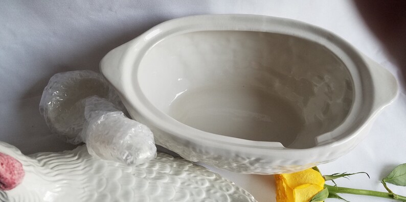 White Hen/Chicken Vintage SOUP TUREEN w/Soup Ladle/Made in Italy image 5
