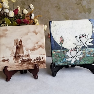 Hand Painted Ceramic Tile Plaque  - 2 Variations Your Choice