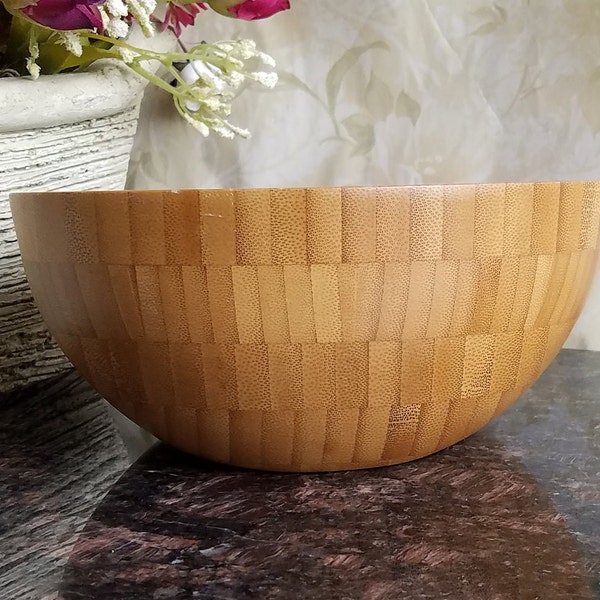 Vintage Inlay Wooden Serving Bowl