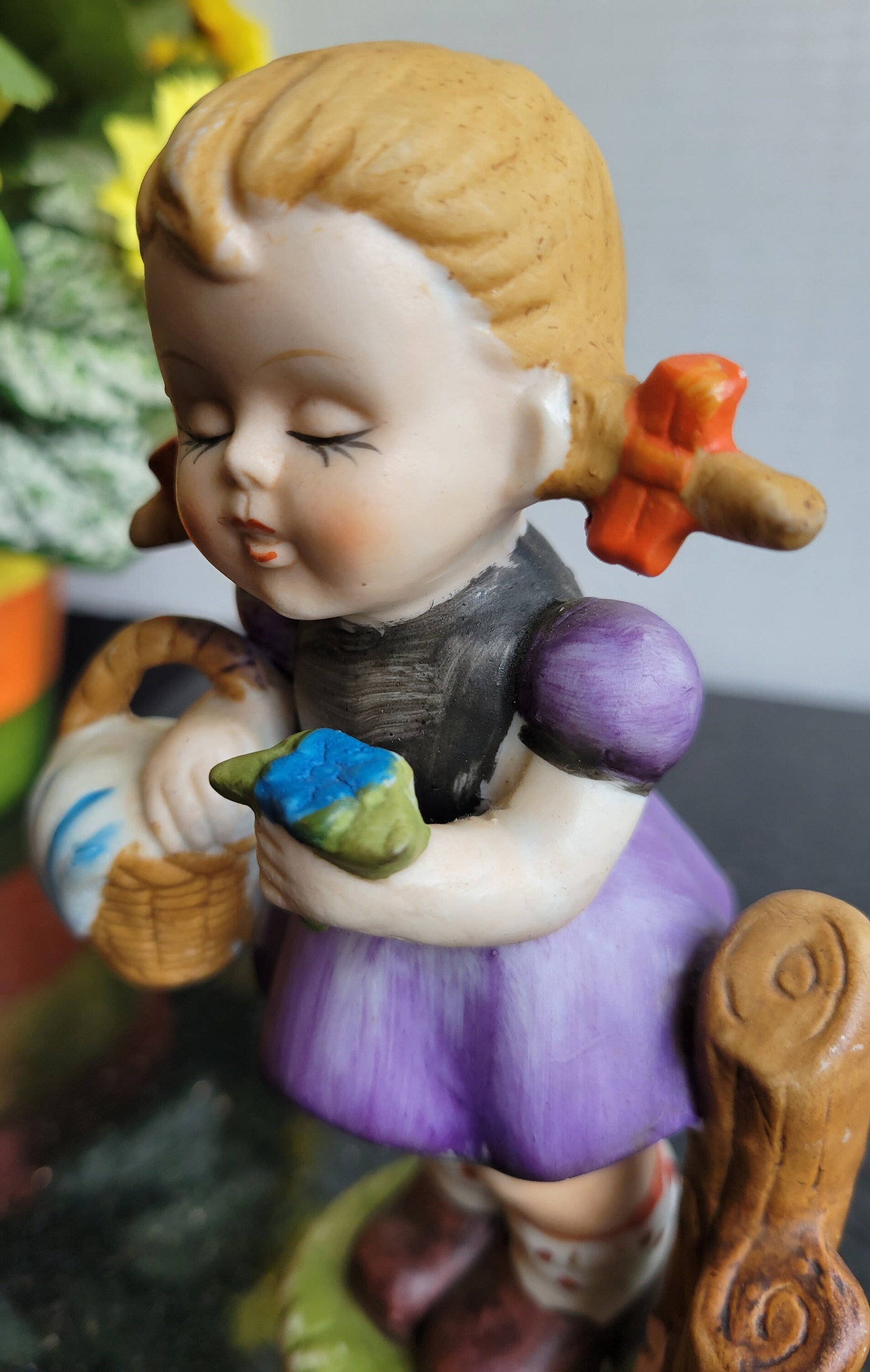 Vintage Ceramic Little Girl With a Picnic Basket Figurine - 6"h - Etsy