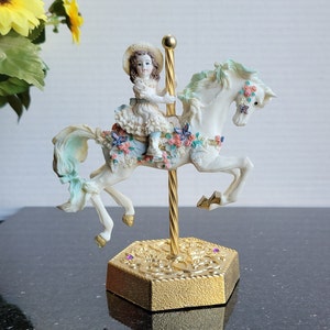 Musical Spinning Carousel Horse Figurine - 5.5&quot;H