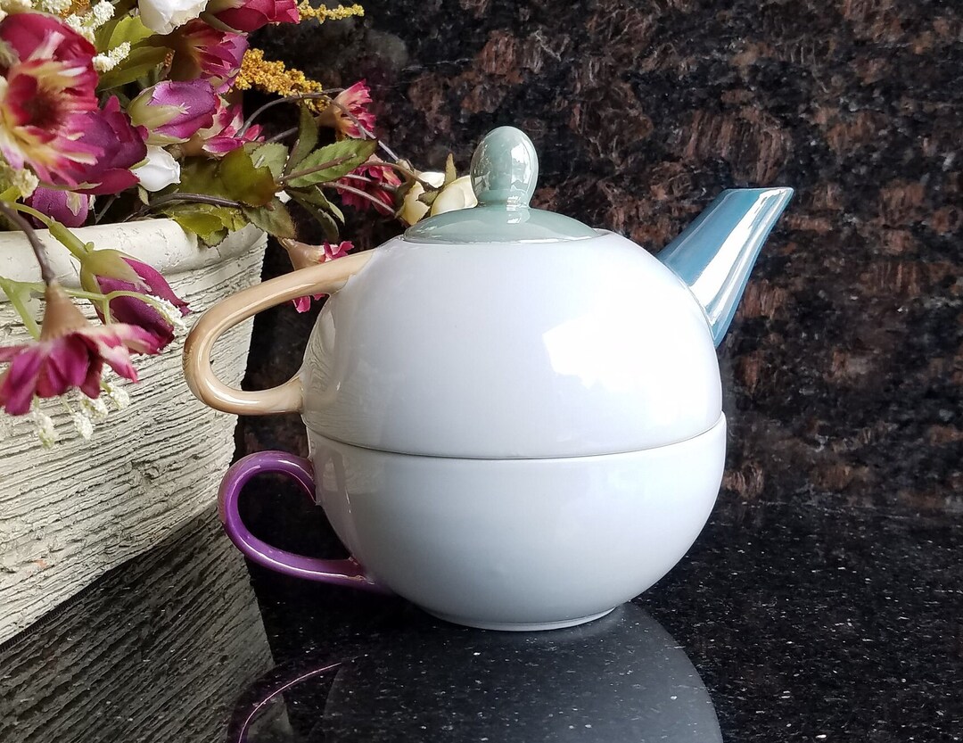 Porcelain Single Serving Teapot and Teacup Set Etsy