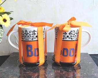 Taza de cerámica para café "Halloween Boo" (juego de 2)