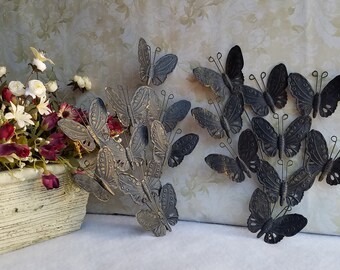 Rustic Metallic Wall Art Hanging Butterflies Decor (A Pair)