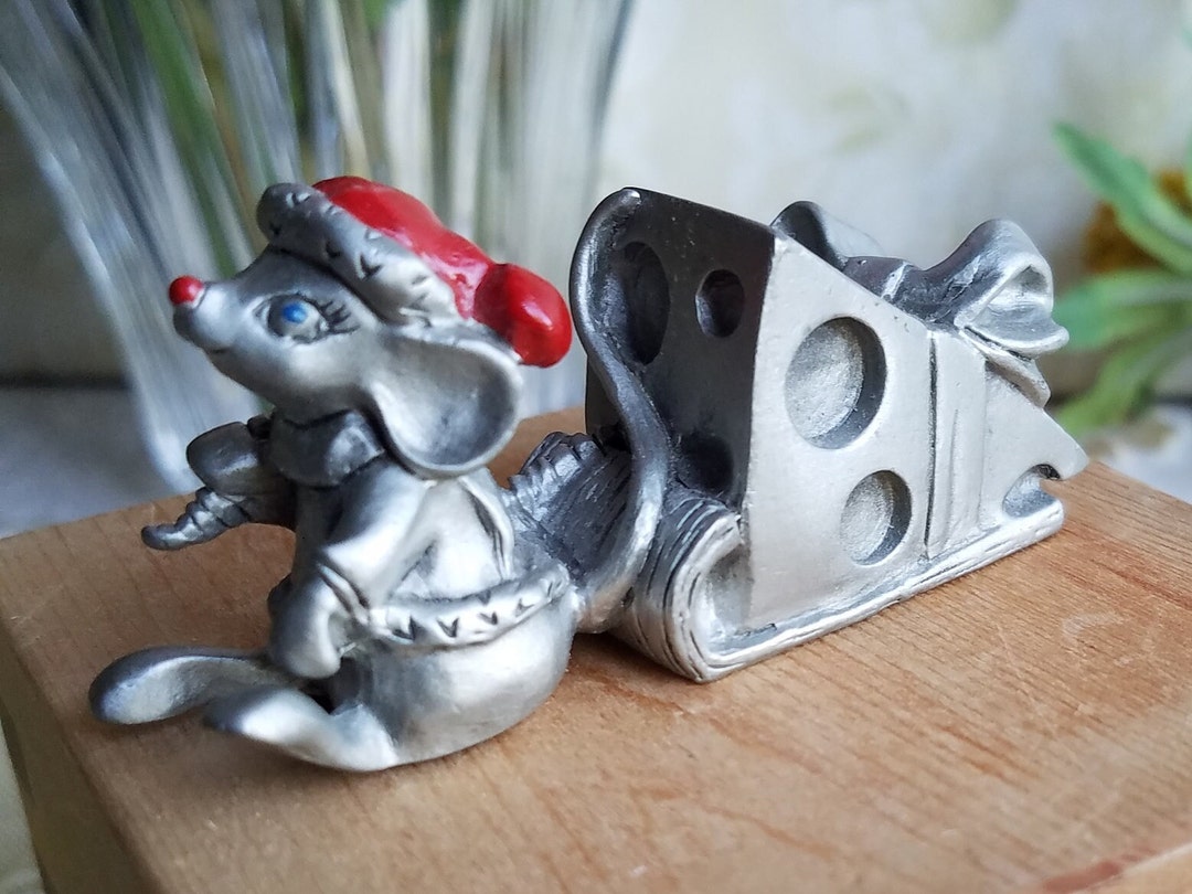  Selangor Pewter ネズミ置物 Pewter Mouse Figurine, Hand Painted Miniature, Selangor Fine