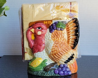 Servilletero de cerámica con forma de pavo - 5" de alto