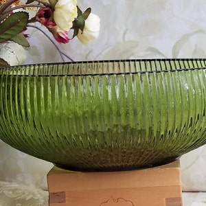 EO Brody Ribbed Green Glass Decorative Bowl, Cleveland,  USA