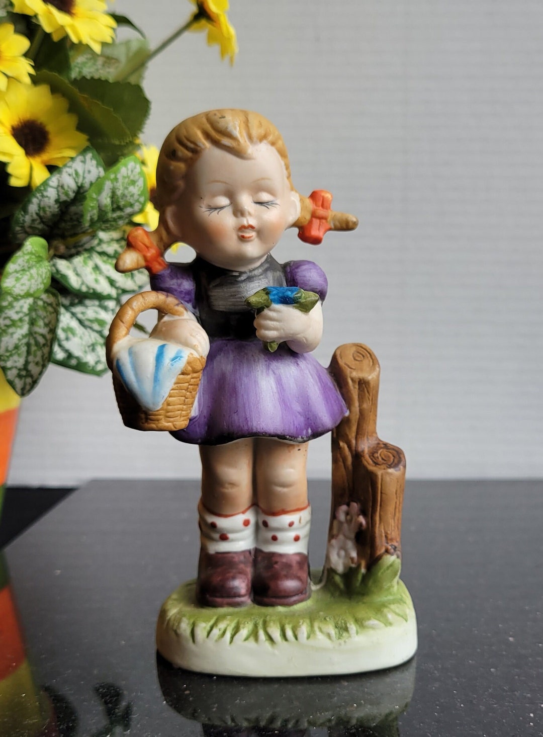 Vintage Ceramic Little Girl With a Picnic Basket Figurine - 6"h - Etsy