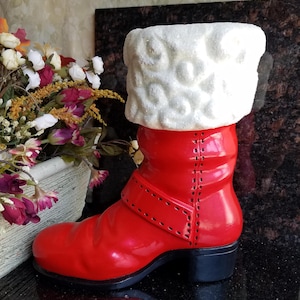 Ceramic Santa Claus Red White Santa Claus Christmas Vase/Planter - 10&quot;H