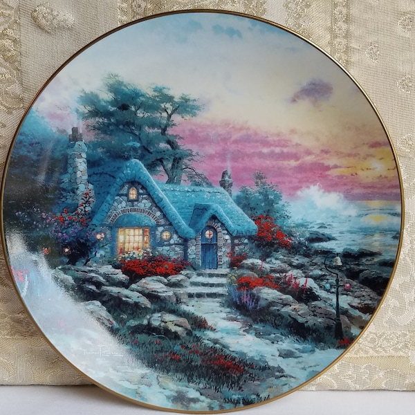 Thomas Kinkade Collectible Plate - Enchanted Cottage/Edwin Knowles Fine China Collectible Plates/Display Plate/ 5 Varieties