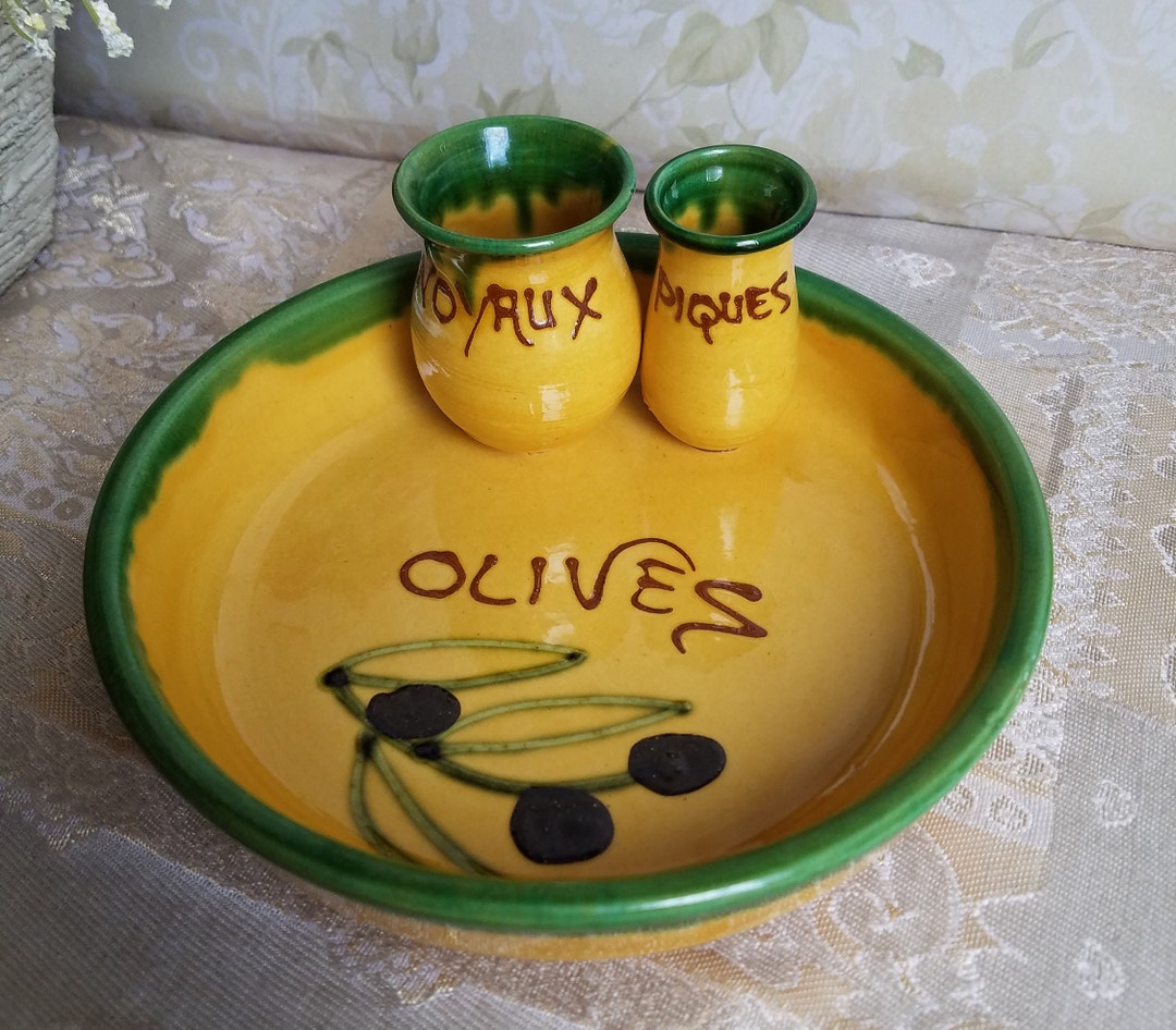 Ceramic Olive Boat and Pit Pot / Olive Aperitif Serving Plate Etsy