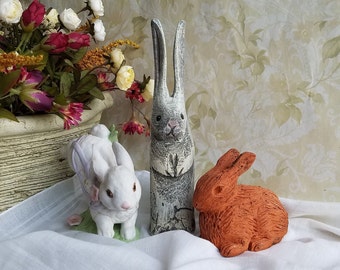 Easter Bunny Rabbit Figurine - Set of 3